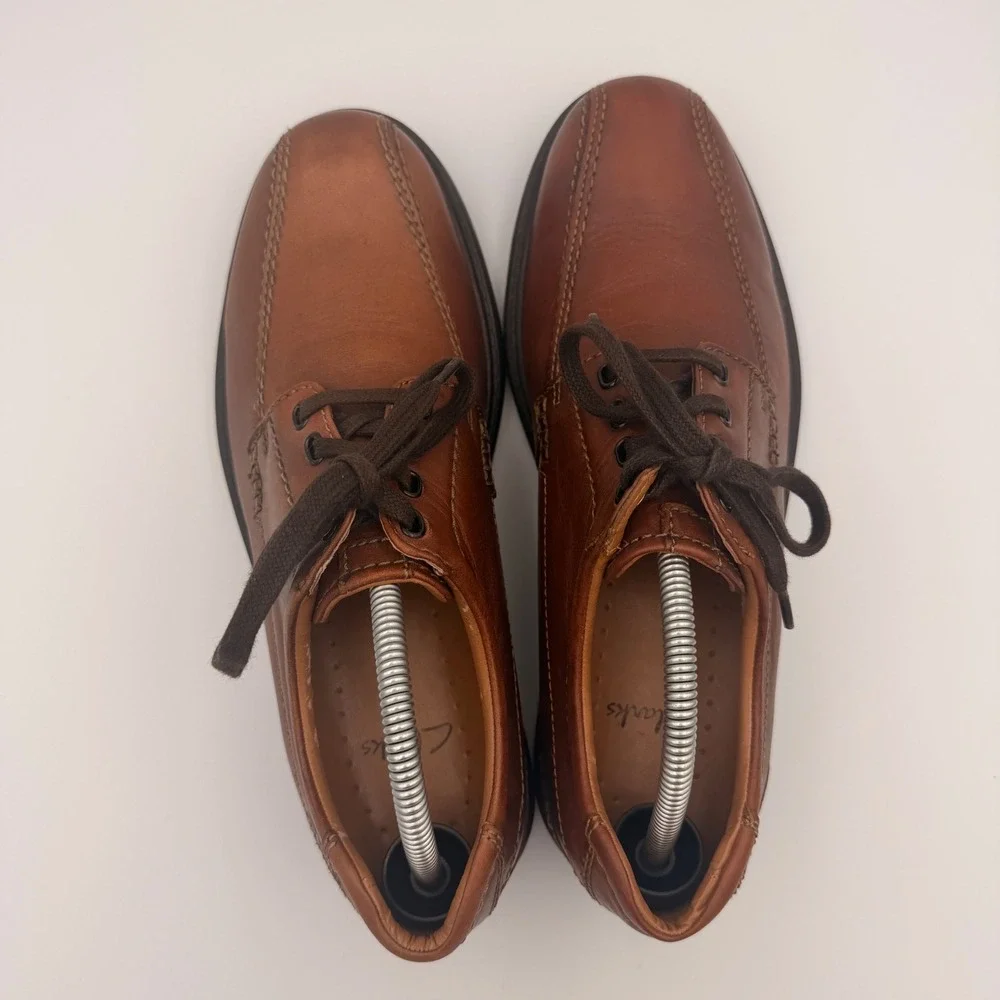 Clarks Colson Over Oxford Bicycle Toe Leather Brown Size 8 M